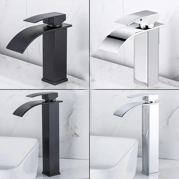 Stainless steel sink faucet with waterfall with copper core for bathroom Kitchen sink Hot and cold double control faucet 1