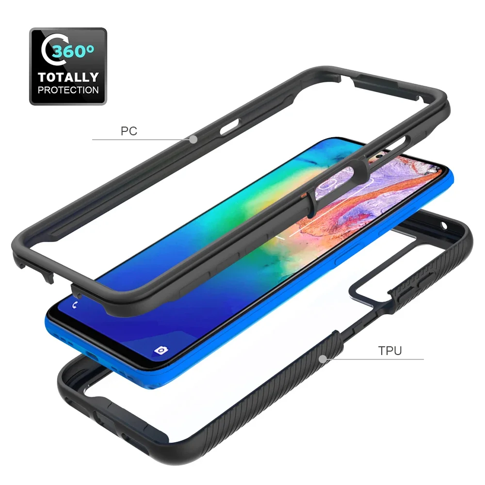 Premium Hybrid Armor Case - Transparent Shockproof Phone Cover with Front Frame and Clear Back Shell