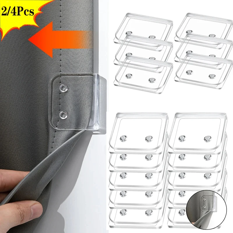 Bathroom Shower Curtain Clips Self Adhesive Plastic Windproof Fixer Clamp Windproof Hook Holder For Bathroom Kitchen 2/4Pcs