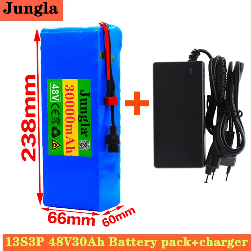 

Batterie 13S3P 48V 30Ah Lithium-ion Avec Prise 1000W Pour Vélo Électrique 54.6V Avec BMS Intégré Et Chargeur