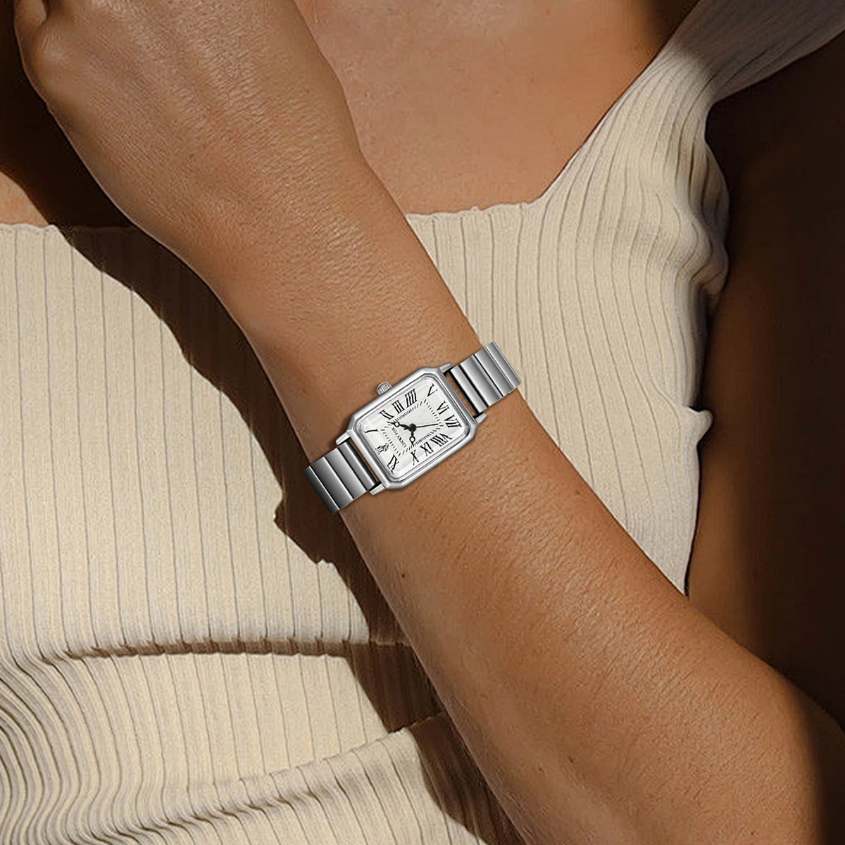 LUCKY FOX New Fashionable and Simple Women Watch Bracelet Jewelry Temperament Small Square Steel Strip Women Quartz Watch Reloj 3