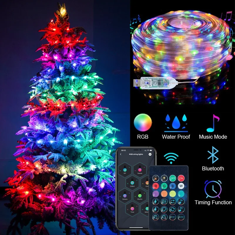 

Twinkly Smart App Led Lights Christmas Tree DIY Picture Display Usb Fairy Light for Xmas Tree String Garland Wedding Party Decor