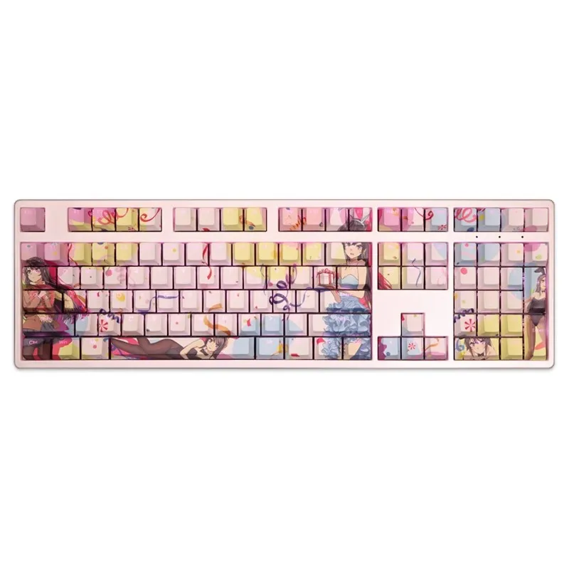 Sakurajima Mai Anime Keycap Pbt Sublimação de Corante Backlit Desenhos Animados Gaming Key Caps para Ansi 61 87 104 108 Chaves Set - Imagem 4