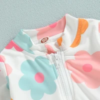 Kids Baby Girl Swimsuits Summer Floral Long Sleeve Zipper Ruffles Jumpsuit Swimwear Beachwear Bathing Suits 5
