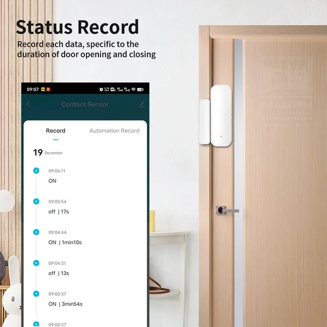 TNCE Tuya Door Window Sensor wifi/zigbee, Open Close Detector Home Security Alarm System, Smart Life Remote Control alexa google 5