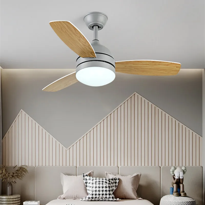 

Nordic Kids ceiling fan Smart Fan Light 36 42 Inch Remote Control wooden ceiling fan Children's Restaurant room chandelier fan