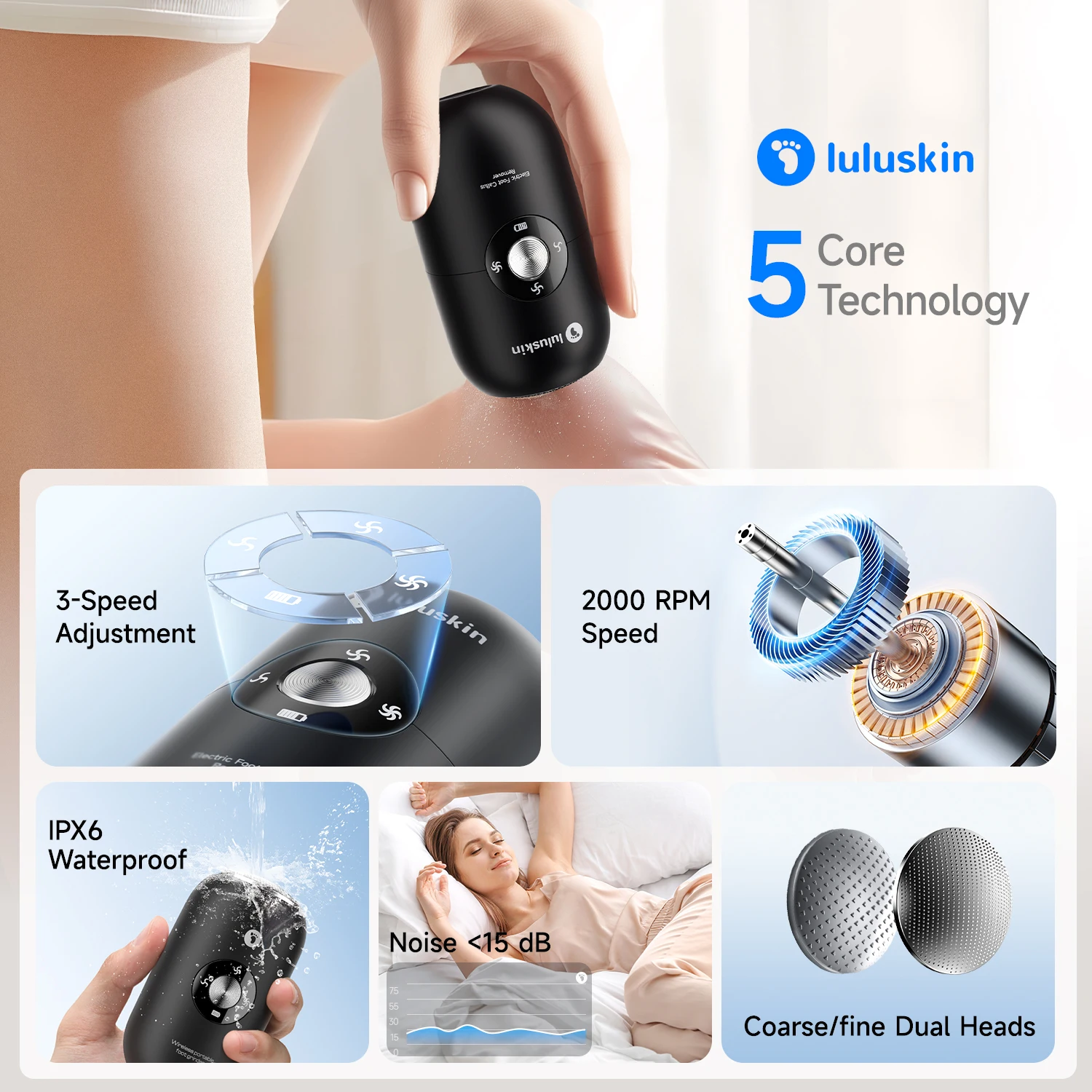 luluskin A1 Broyeur exfoliant pour peaux mortes et callosités - Outil de soin des pieds à usage personnel et domestique_voghion.com