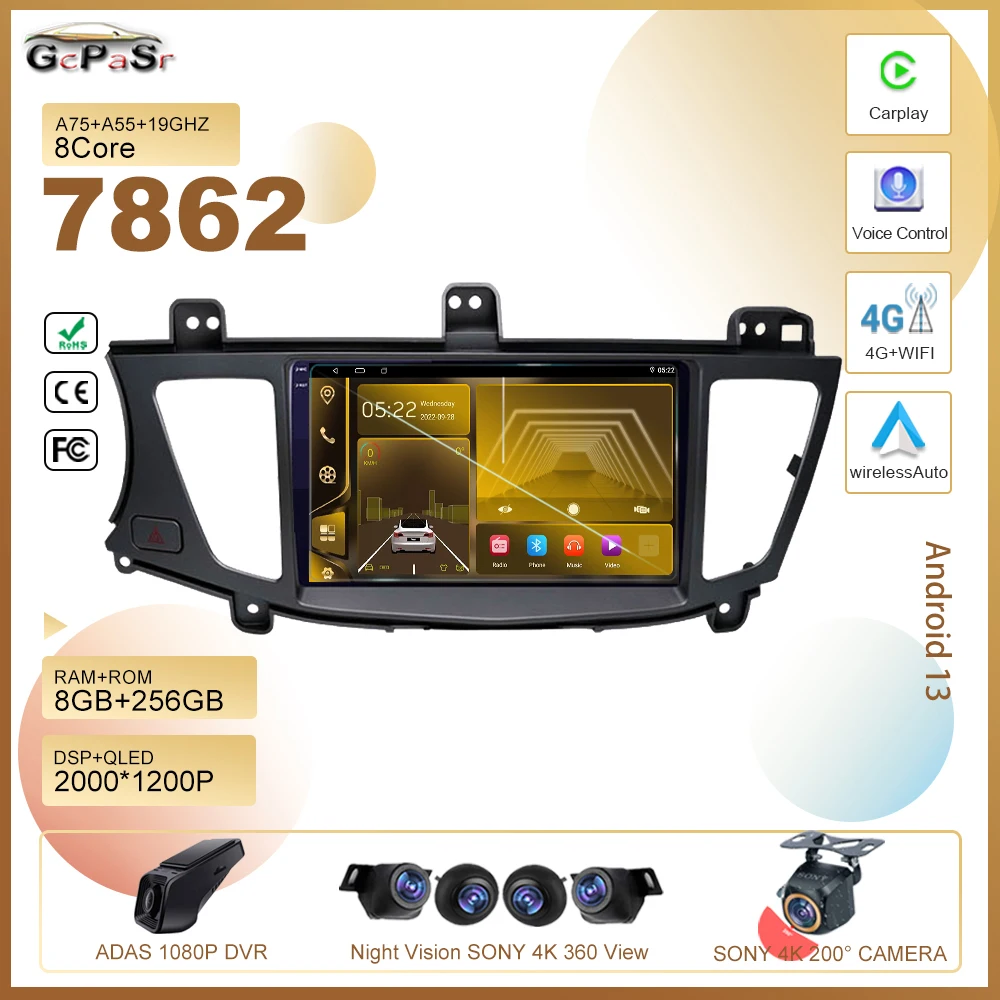 Autoradio Per Kia Cadenza K7 2011 - 2012 Android13 5G Wifi Dvd Stereo Multimedia Dvd Stereo Lettore Multimediale Gps Navigazione Cpu