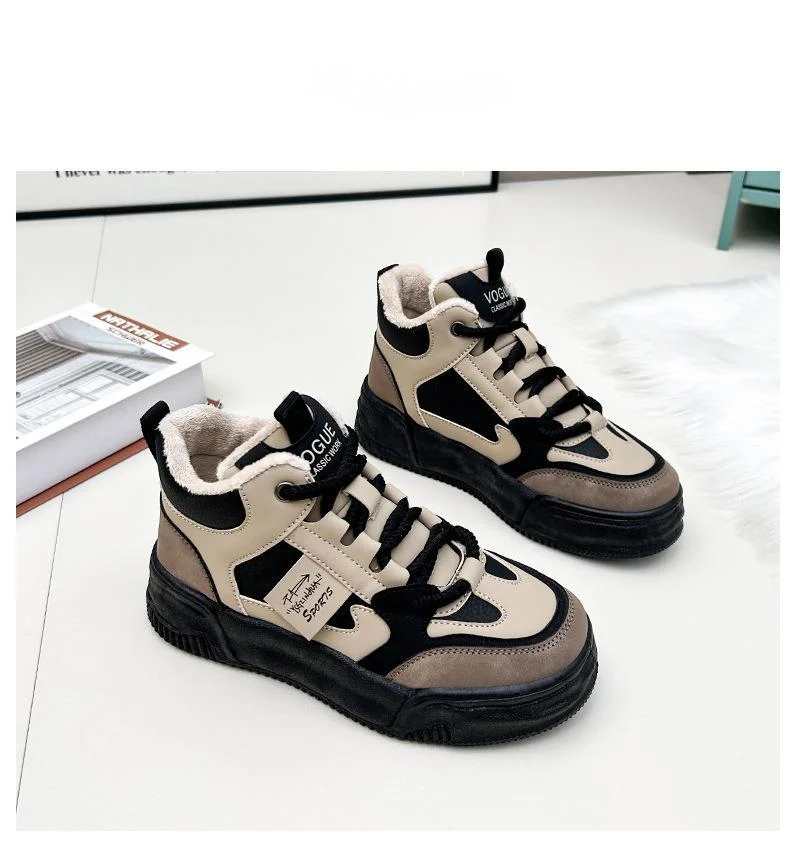 Damen Stiefeletten Kaschmir High Top Plattform Freizeitschuhe_voghion.com