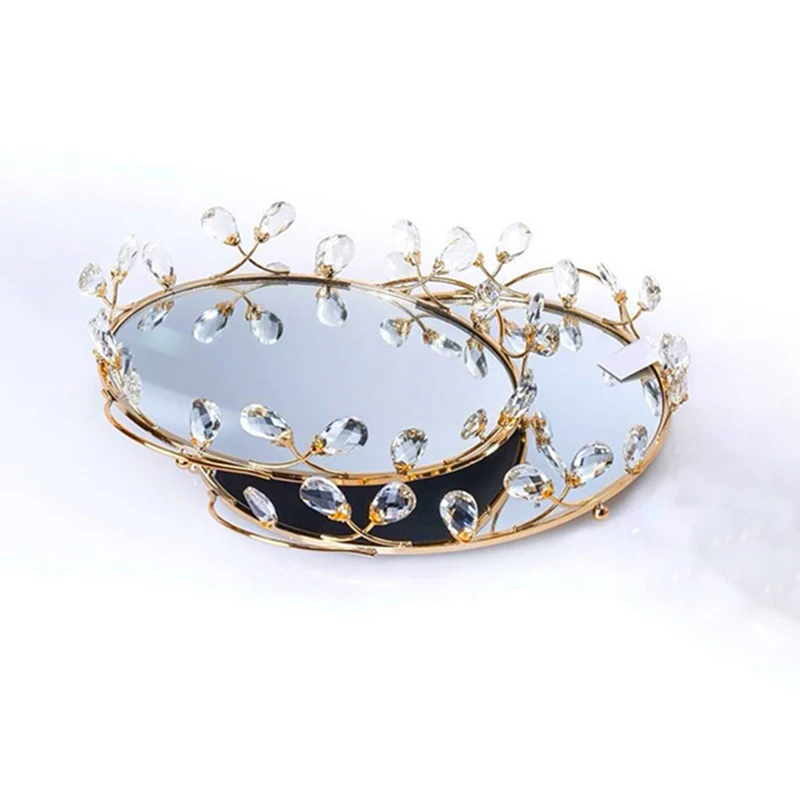 Vassoio Decorativo di Lusso con Superficie a Specchio, Vassoio Vintage per Cosmetici e Gioielli, Vassoio Creativo per Candele da Scrivania