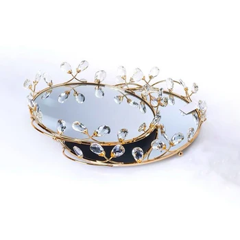 Vassoio Decorativo di Lusso con Superficie a Specchio, Vassoio Vintage per Cosmetici e Gioielli, Vassoio Creativo per Candele da Scrivania