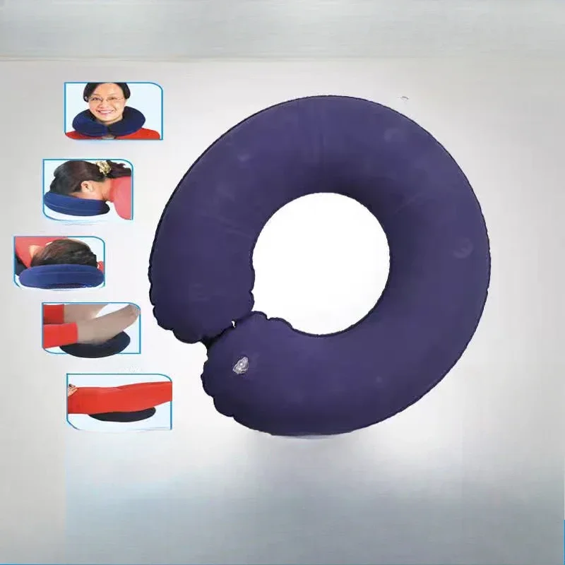 Portable Inflatable Travel Cushion - Comfortable Plush Neck Support Pillow