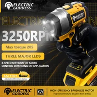 Electric Goddess DCF850 205N.m Cordless Impact Driver Tool Brushless Impact Drill Tool For 20V Dewalt Battery 1
