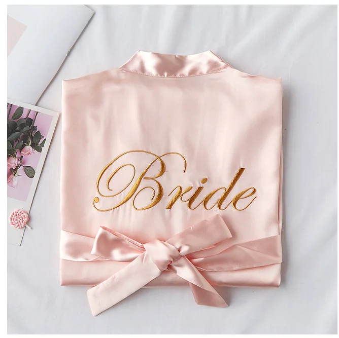 Bride To Be Team Bride Satin-Silk Robe Wedding Bridesmaid Robes Women Bridal Shower Bachelorette Party Gift Wedding Decor