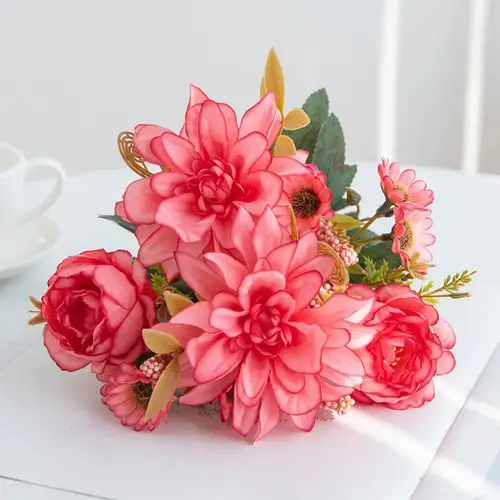 Artificial Flowers Silk Dahlia Rose daisy Valentine's Home RoomDecoration Bonsai Room Wedding Bridal Bouquet Party Diy Hot sales - Image 8