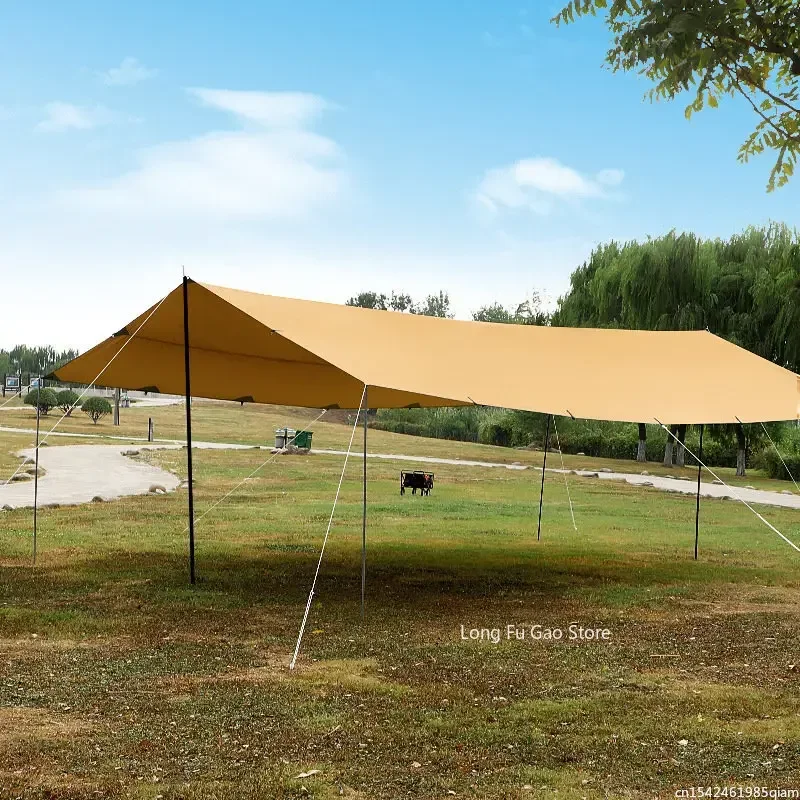 Awning Canopy Sun Shade Without Poles 6*8m Large Canopy Waterproof Oxford Silver Coated Outdoor Camping Awning Sunshelter Tarp More Hanging Points