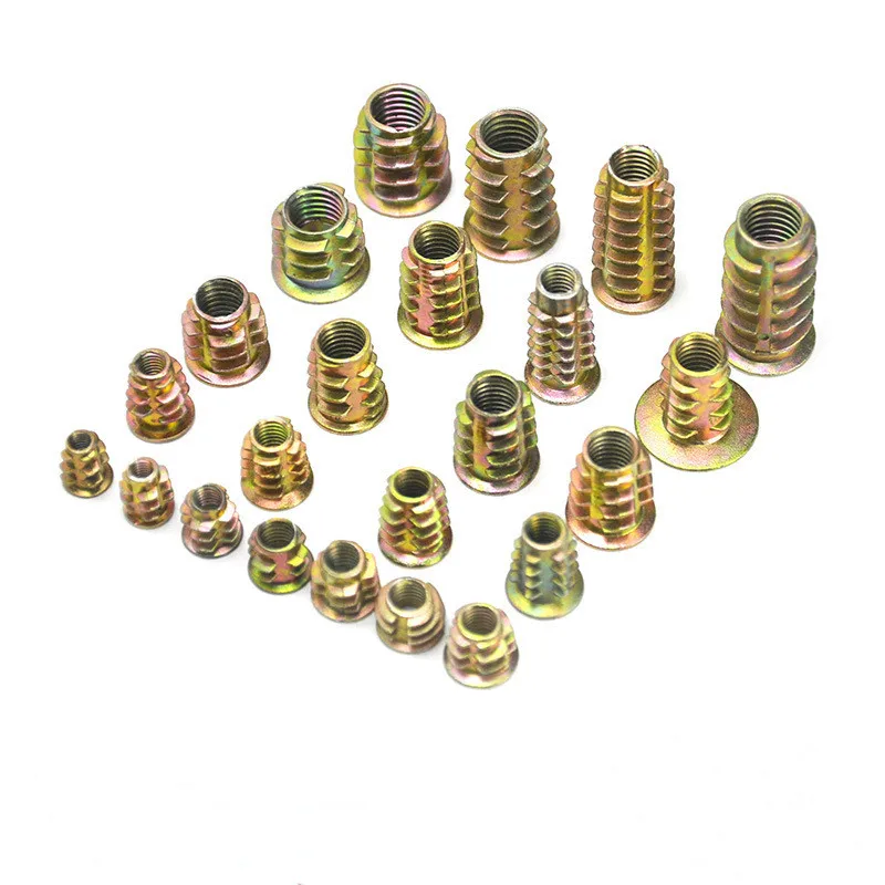 50Pcs-M4-M5-M6-M8-M10-Zinc-Alloy-Thread-For-Wood-Insert-Nut-Flanged-Hex ...