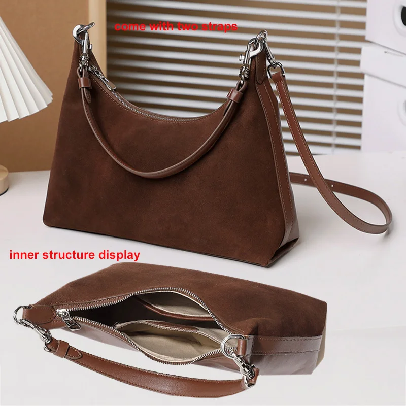 2024 New Winter Women Bag Female Frosted Leather Fashion Armpit Shoulder Bag Tote Lady Fashion Suede Handbag Crossbody Messenger 5