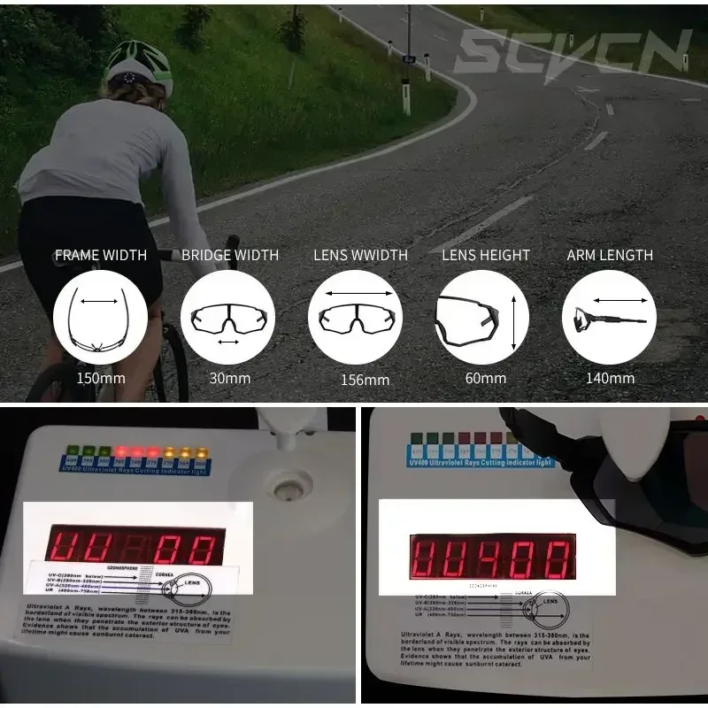 SCVCN Style Photochromic Sunglasses Sports Cycling Glasses Bicycle Eyewear Mountain Bike Cycl Goggles UV400 MTB Road for Men