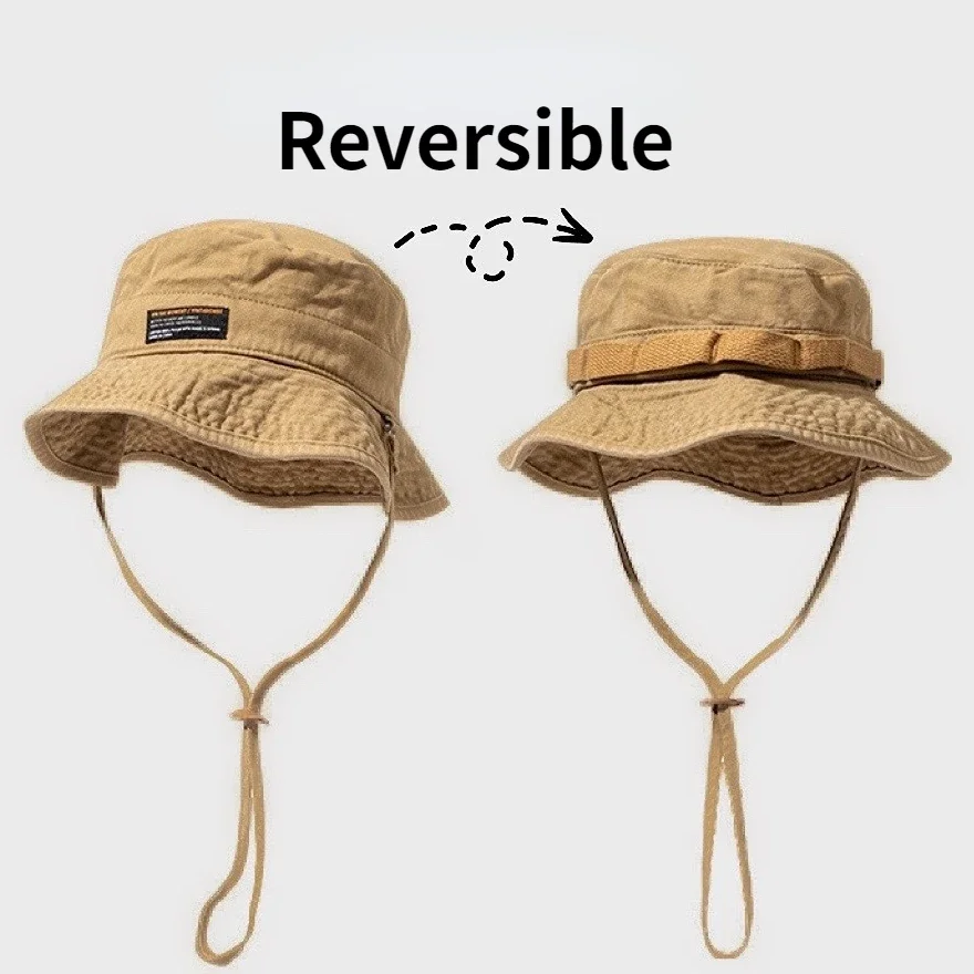 

Unisex Reversible Bucket Hat Men Summer Japanese Wild Hiking Mountaineering Fisherman Hat Women Sunscreen Sunshade Fishing Hat