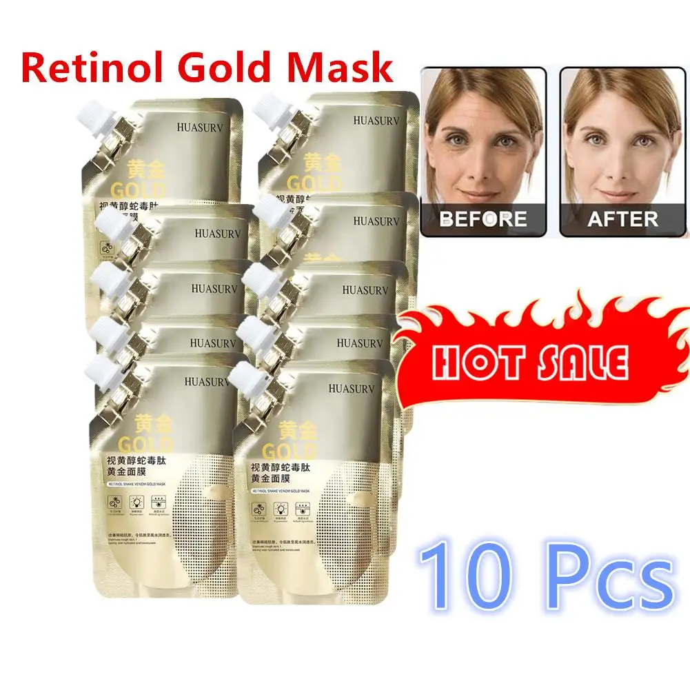 

10x Retinol Gold Mask Deep Moisturizing Brightening Anti-aging Lifting Oil Tear-off Wrinkle Shrink Mud Mask Firming Control