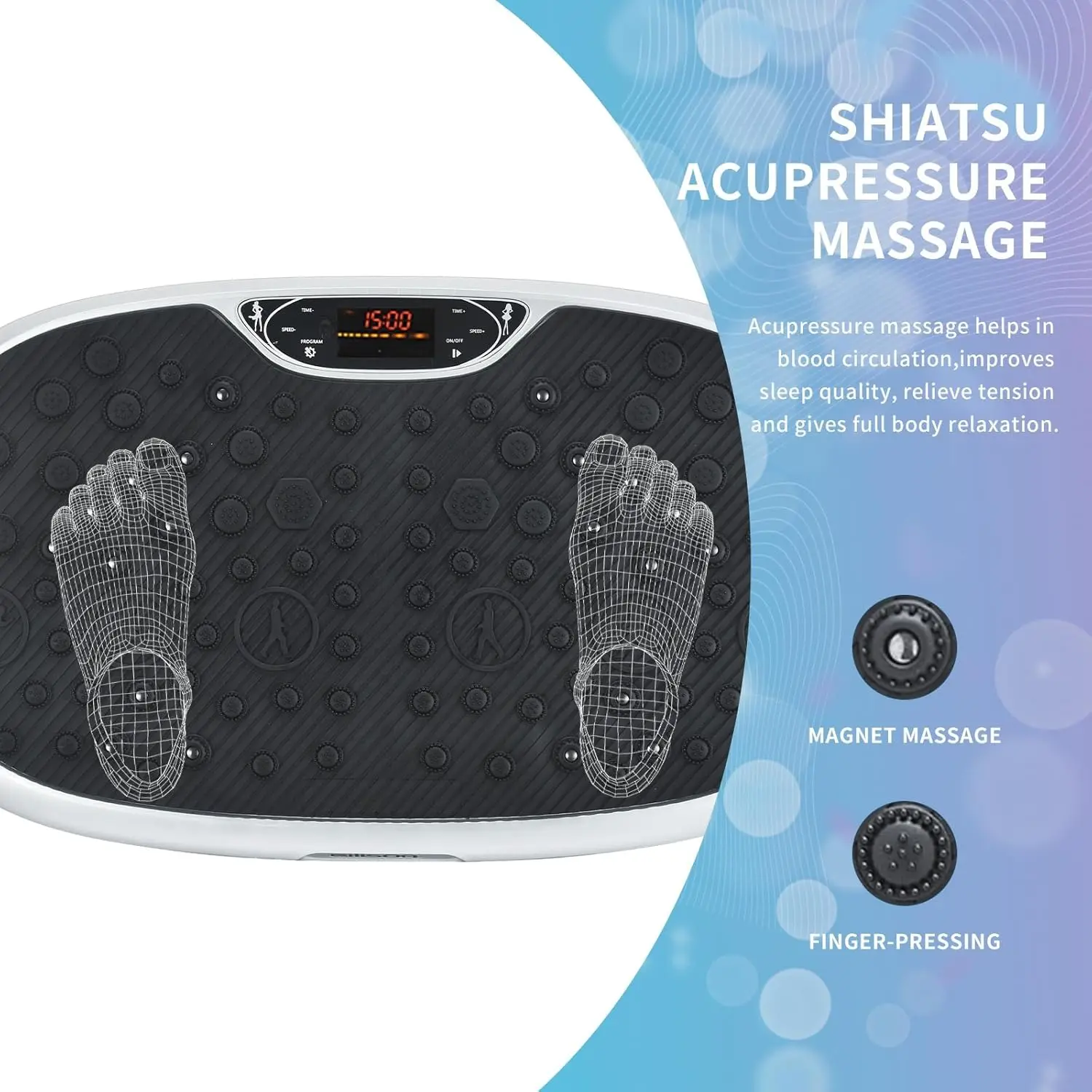 3D XL Vibration Plate Exercise Machine-Whole Body Workout Vibration Platform w/Loop Bands-Lymphatic Drainage