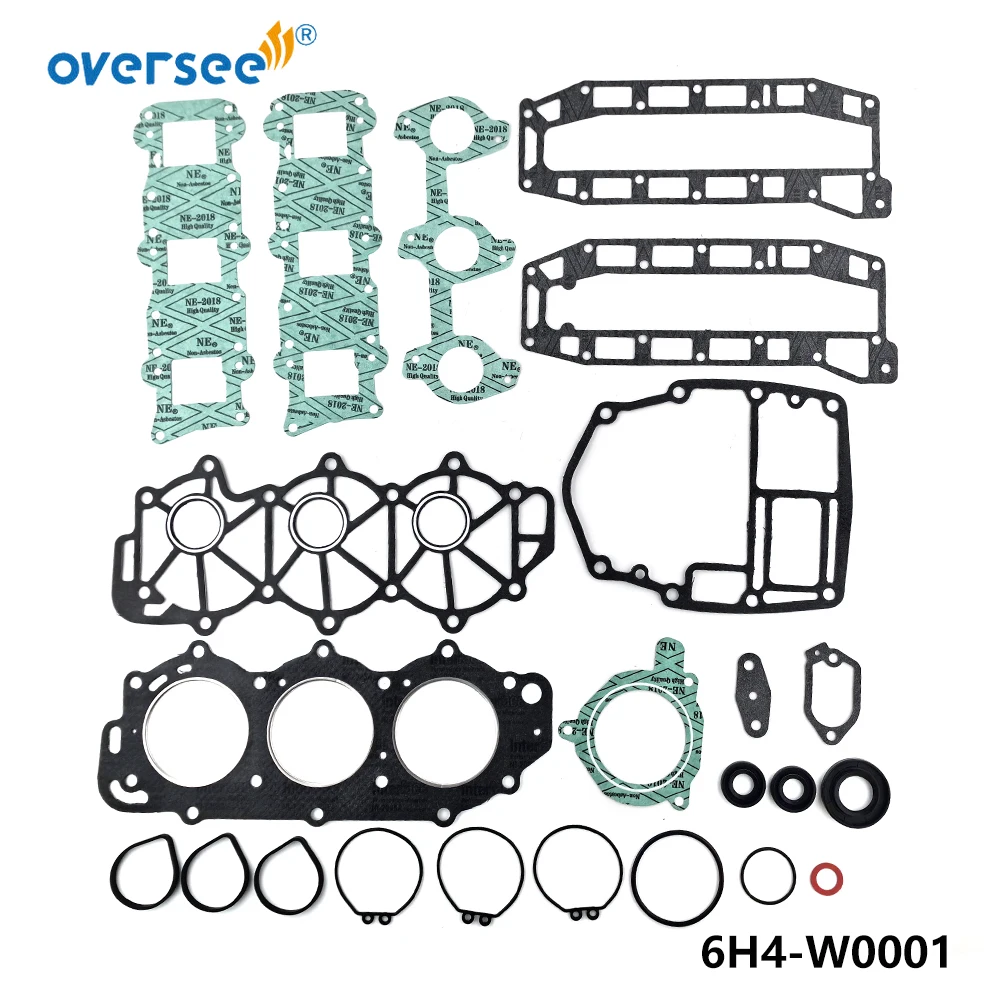 6H4-W0001-01 Powerhead Gasket Kit Replaces For Yamaha Outboard Engine 3 Cylinder