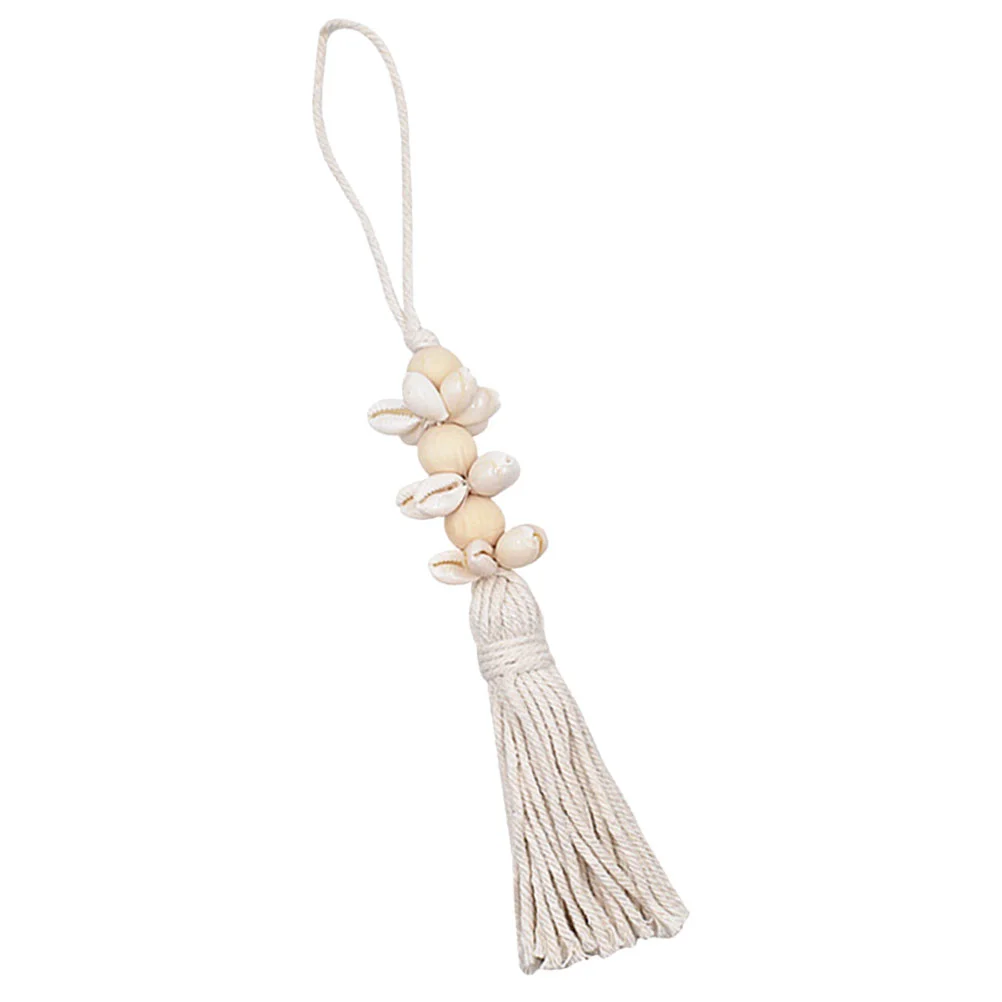 Wooden Beads Cotton Thread Shell Bohemian Hanging String Pendant Home Decor Wind Chimes Craft Tassels Farmhouse Rustic nament 6