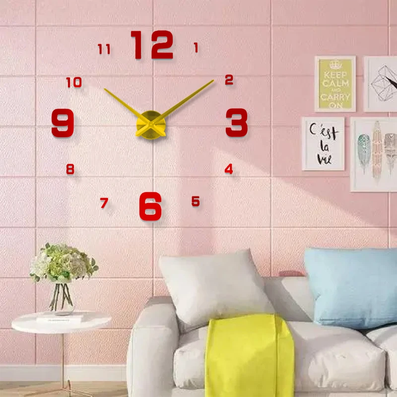 Fashion 3D 2022 new sale wall clock clocks reloj de pared watch 3d diy Acrylic mirror Stickers Quartz Modern Home Decoration 
