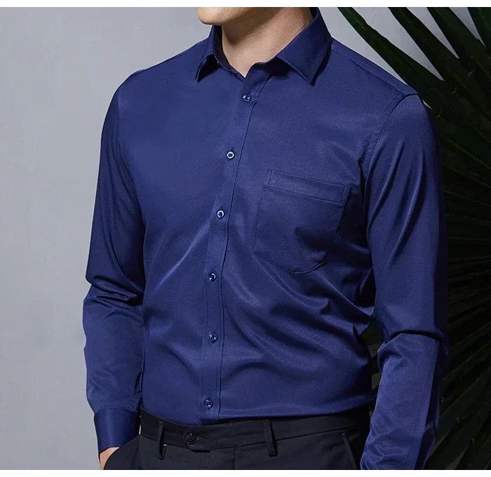 Description Picture 3 of itemStretch Anti-Wrinkle Mens Dress Shirt Long Sleeve Mens Business Formal Shirts Solid Color Slight Slasticity Non-iron Clothing