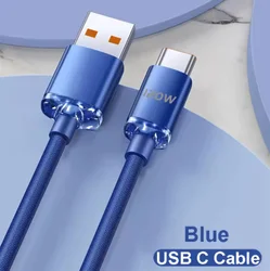 High - Power Charging Cables with LED Display - USB - C and USB - A Connectors - 1m (USB C Blue)