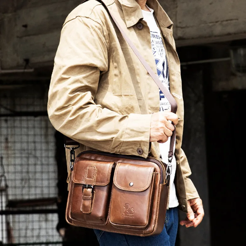 Pure Genuine Leather Men's Shoulder Bag Luxury Handbags Business Cowhide Male Crossbody Bags Vintage Man Messenger Bags