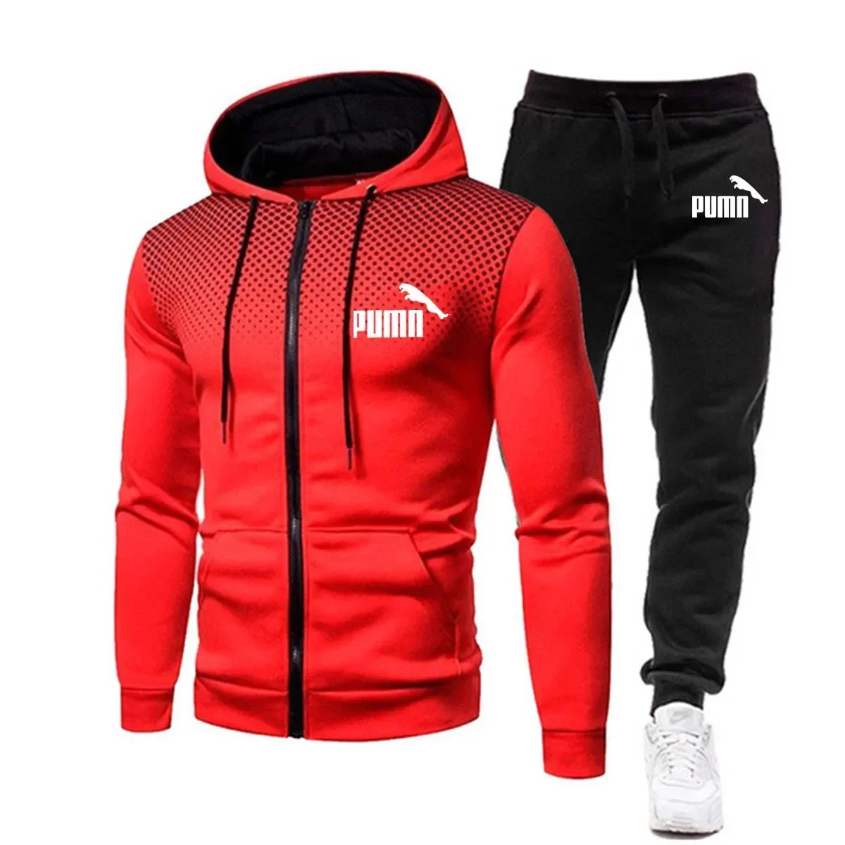 2024 Spring and Autumn men's clothing fashion zipper hoodie + sweatpants jogging two-piece leisure gym sportswear set