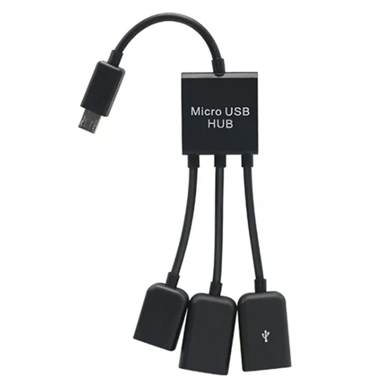 3 in 1 Micro Usb Type C Hub Male To Female Double Usb 2.0 Host Otg Adapter Cable for Smartphone Computer Tablet 3 Port image 2