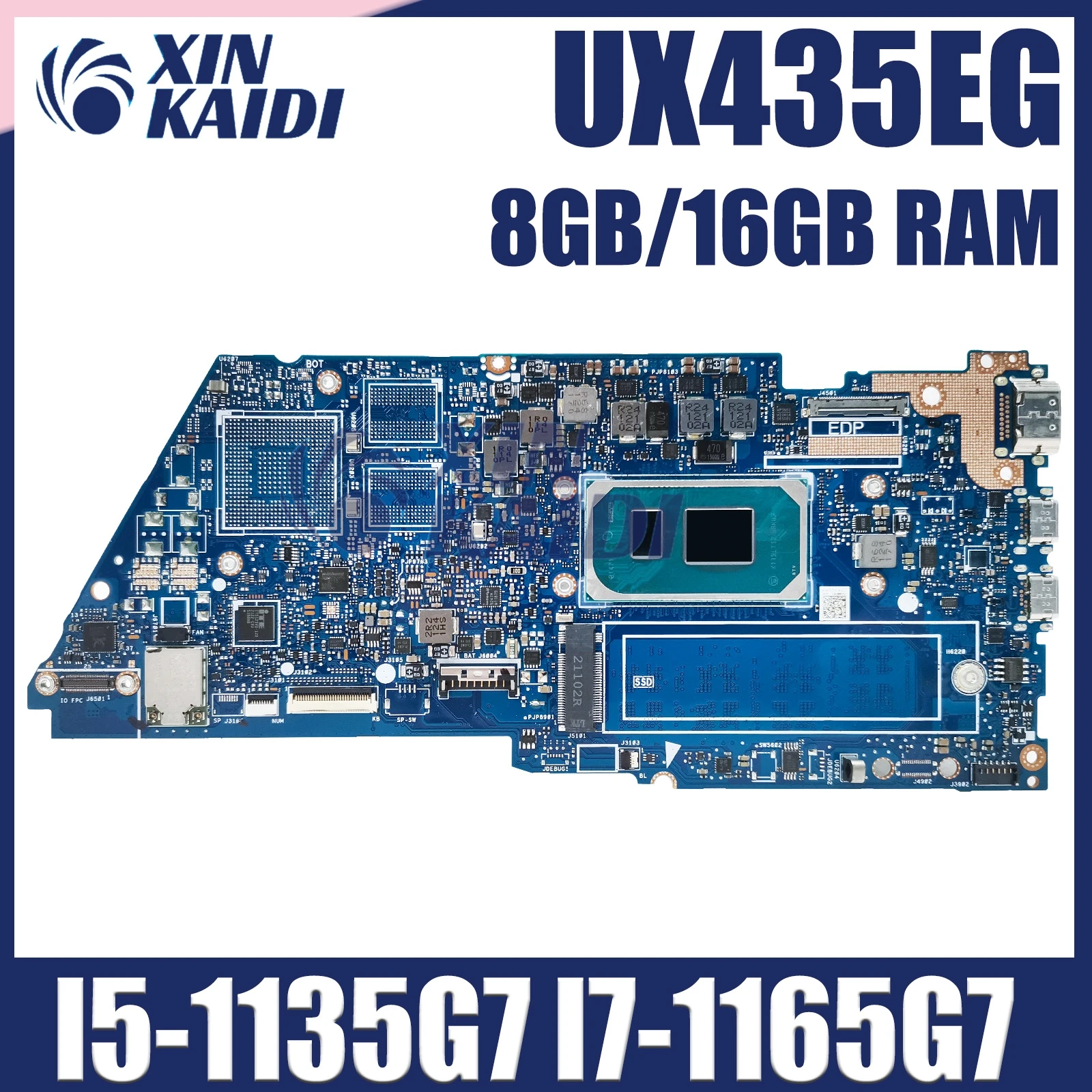 Материнская плата UX435EG для ноутбука ASUS Zenbook 14 UX435 UX435EA UX435EAL UX435EGL материнская плата W/I5-1135G7 16GB/8GB-RAM