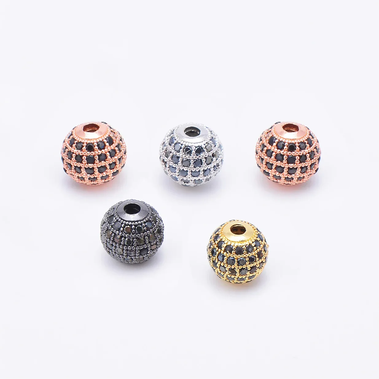 14/16 12 mm Beads for Jewelry Making Paved White Zircon Perforation Beaded Accessories Diy Necklace Bracelet Chains 10 Pieces