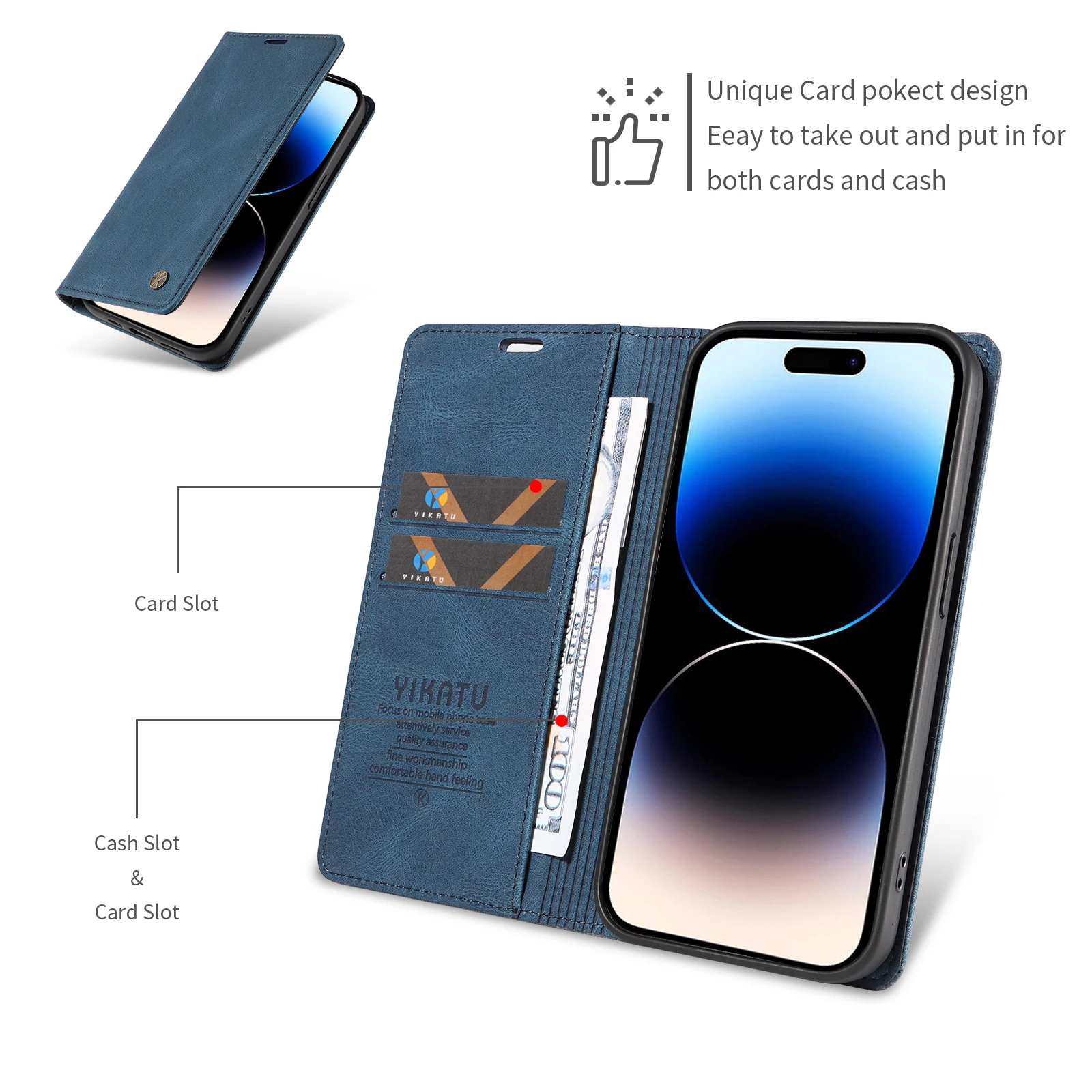 Luxury Leather Wallet Slot Phone Case with Speed Cover Design