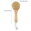 Dry Bath Body Brush Back Scrubber Short Handle Bath Shower Brush With Anti-Slip Wooden Handle Round Head Scrubbing Brush 6