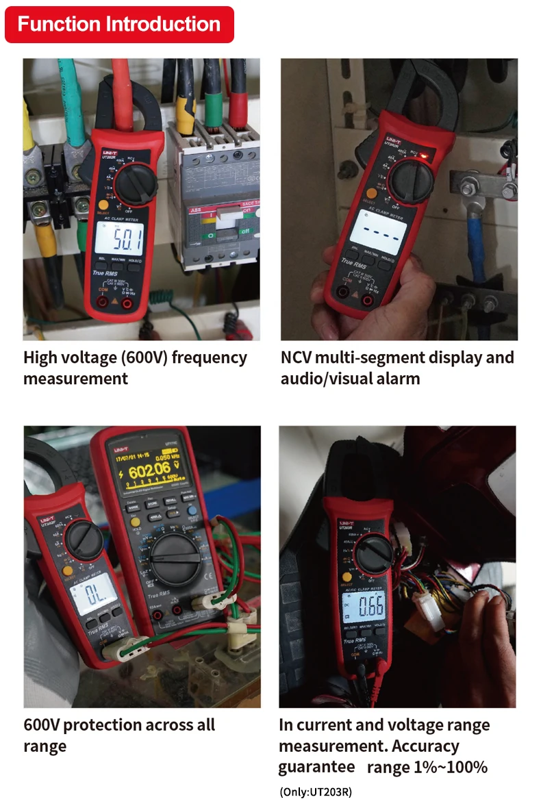 Description Picture 4 of itemUNI-T Clamp Meters UT204R UT202F UT203R 400A 600A Amperimetric Clamp Digital Multimeter AC Current Measuring Pliers True RMS