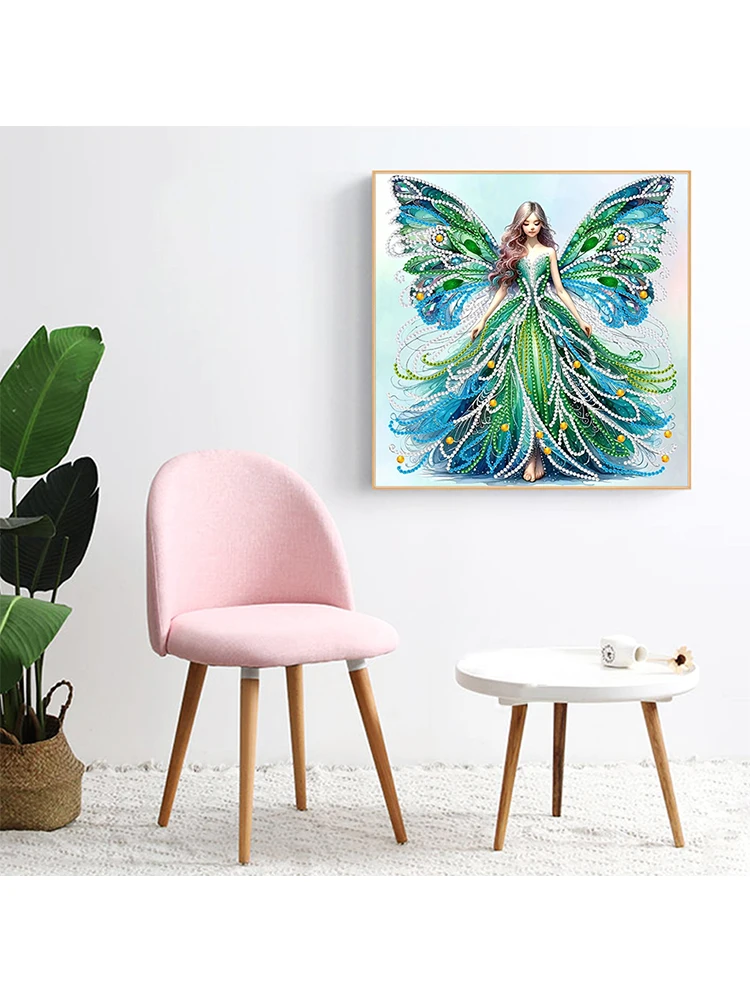 Description Picture 4 of item1pc  Fairy Girl Pattern Diamond Painting Kit, DIY 5D Special Shape Crystal Diamond Partial Diamond Painting Mosaic Making Craft