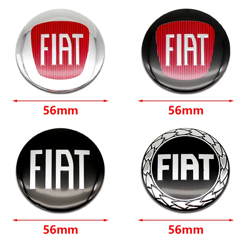 56mm 3D car emblem Wheel Center Hub auto Rim refit dust-proof badge covers sticker styling accessories 4pcs For FIAT