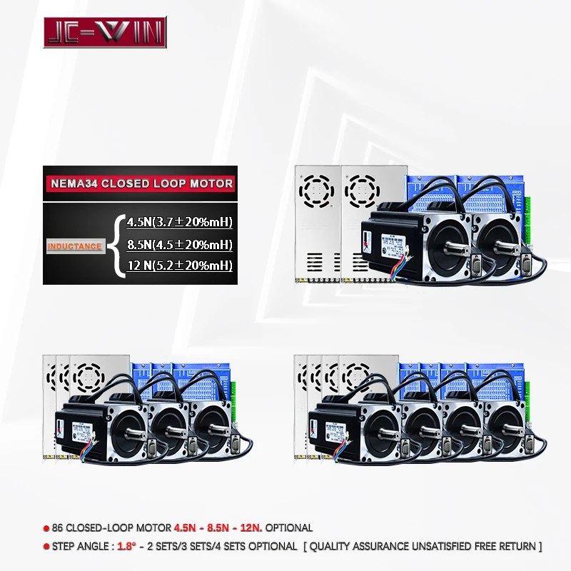 CNC NEMA 34 스텝퍼 모터 키트, 폐쇄 루프 엔진, 12N 8.5N 4.5N DC 모터, HBS860H 서보 드라이버, 400w60v 전원 공급 장치