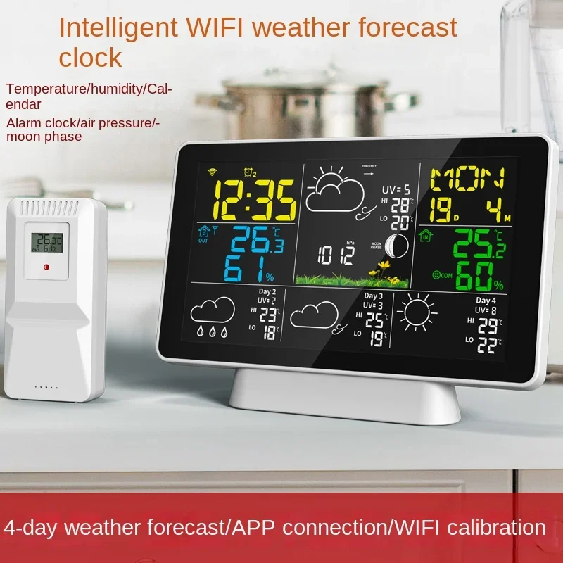 

New multi-functional perpetual calendar digital alarm clock color screen wireless tuya smart WIFI weather forecast weather clock