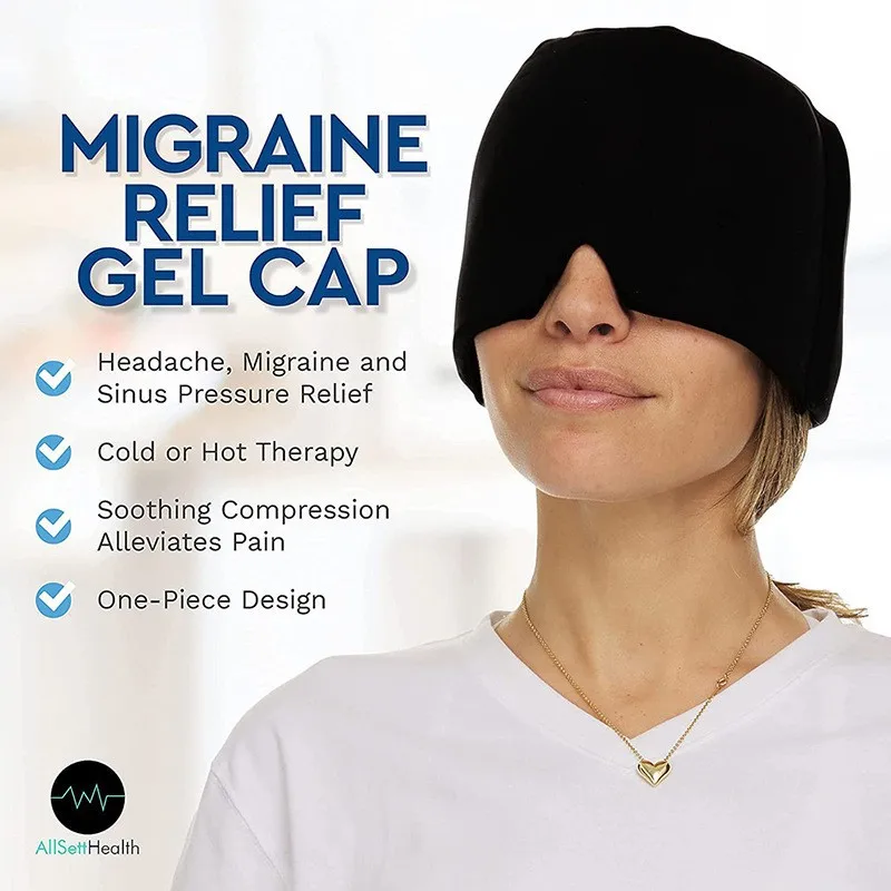 

Migraine Headache Relief Cap Hot Cold Therapy Hat Cool Gel Head Wrap Ice Pack Eye Mask Cold Compress Device For Tension Stress