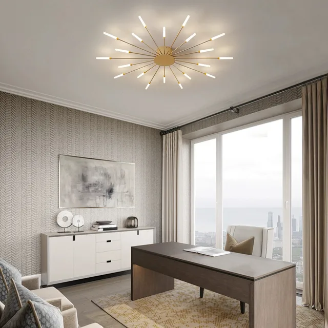 Iluminación de techo nórdica para sala de estar, dormitorio, cocina, accesorio de iluminación de techo Led, decoración de fuegos artificiales para interiores, luces de techo 5