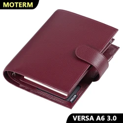 Moterm A6 Versa 3.0 Rings Planner with 30 MM Rings Pebbled Style Organizer Genuine Leather Agenda Diary Wallet Journal Notepad