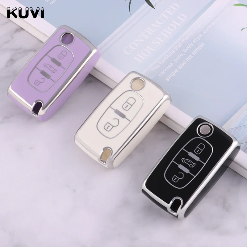 New TPU Car Remote Key Case Cover Shell For Peugeot For Citroen Xsara Picasso C5 C6 C8 Keyless