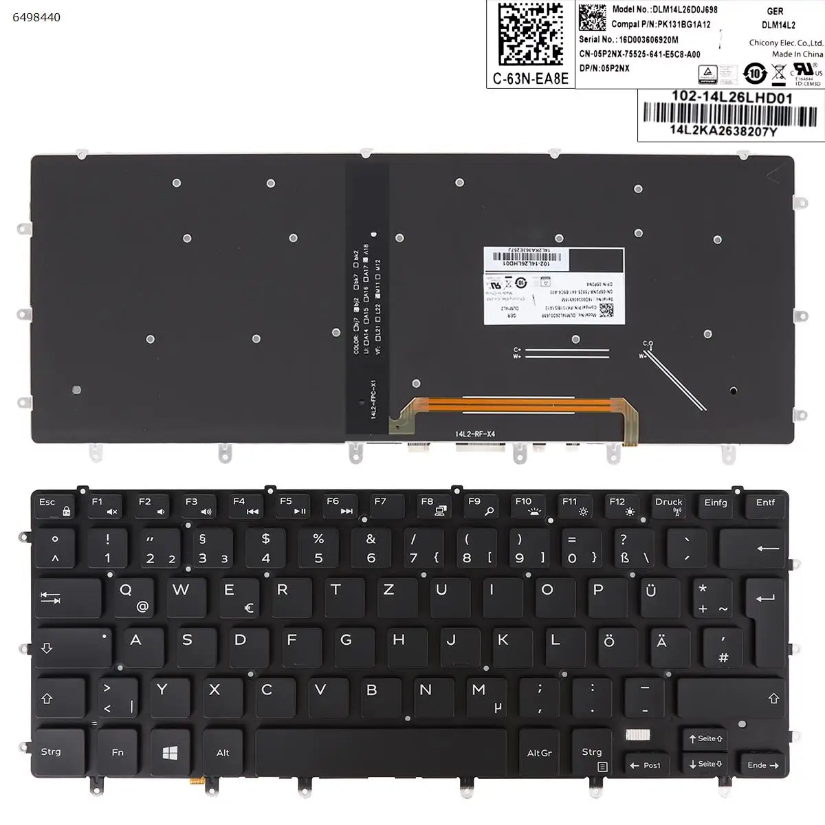 Tastiera Per Laptop Gr Per Dell Xps 15 9550 Nera Con Retroilluminazione