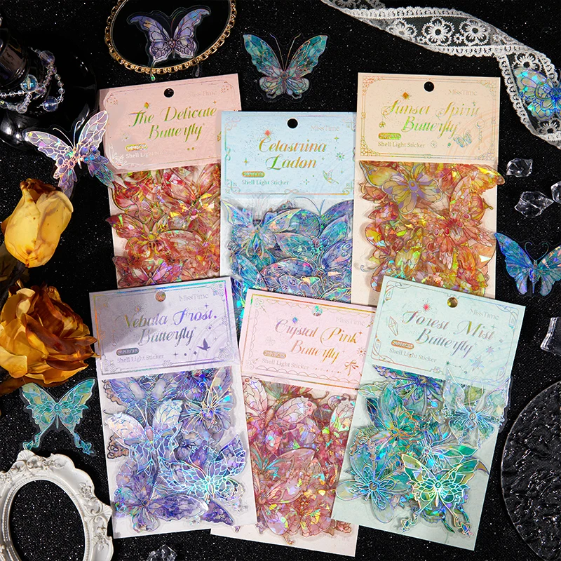 JIAMEI 20pcs/pack Butterfly Sticker Gold Foil DIY Scrapbooking Collage Junk Journal Planner Decorative Stationery PET Stickers