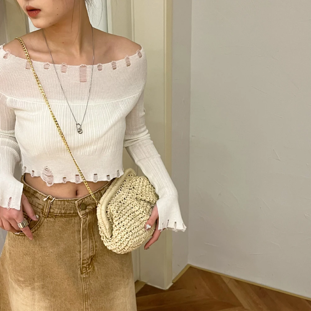 Summer Designer Shoulder Bag Straw Weaving Purse Bag Women Pillow Dumpling Cross Body Chain Beach Bags